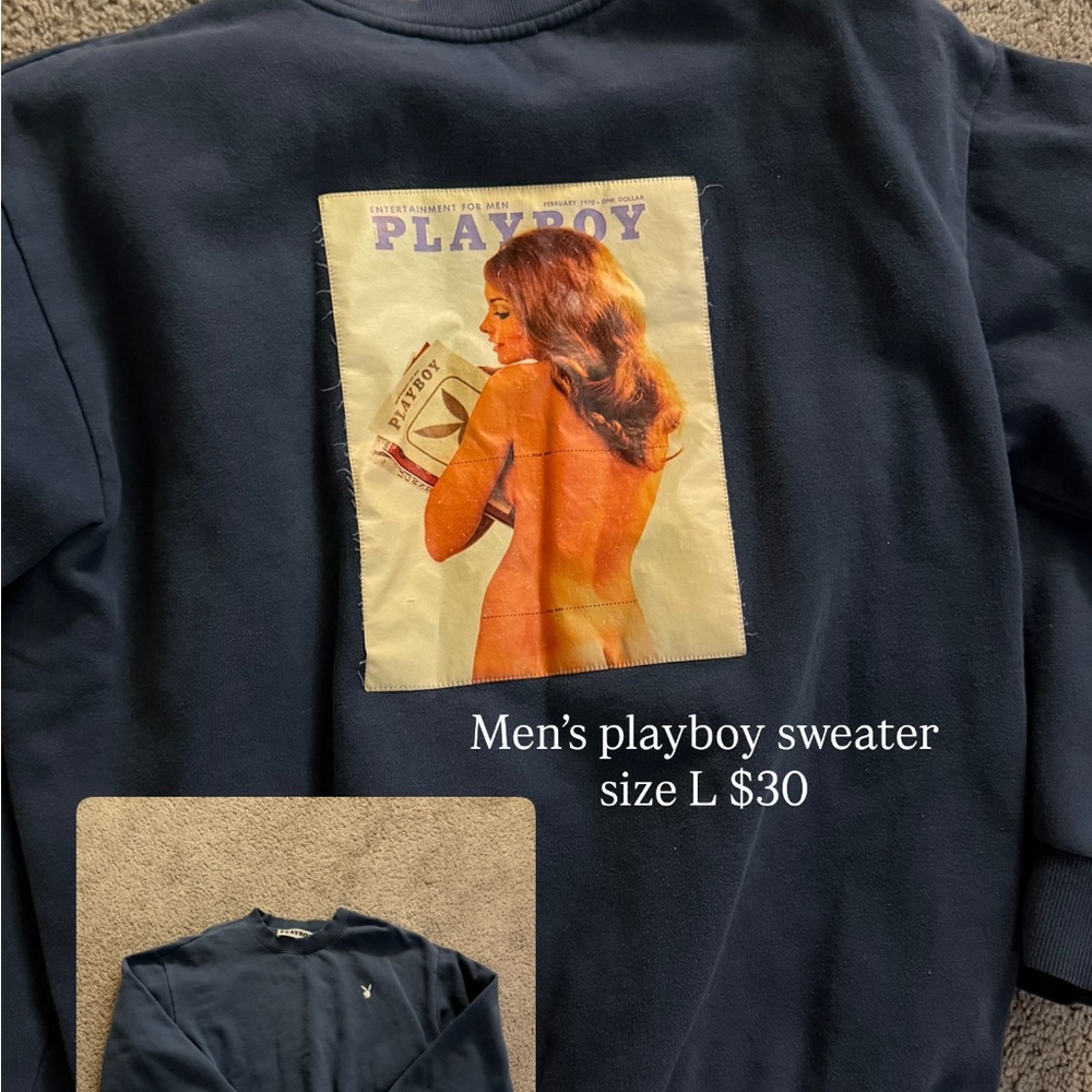 PLAYBOY Men's Dark Blue Crewneck Sweater
